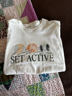 Club SET Active White Graphic Long Sleeve Tee with Sport Ball Motif